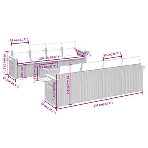 vidaXL 9-delige Loungeset met kussens poly rattan zwart