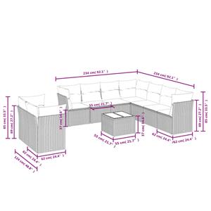 vidaXL 10-delige Loungeset met kussens poly rattan zwart