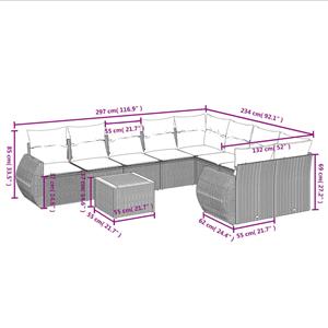 vidaXL 10-delige Loungeset met kussens poly rattan zwart