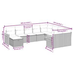 vidaXL 10-delige Loungeset met kussens poly rattan zwart