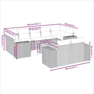 vidaXL 10-delige Loungeset met kussens poly rattan zwart