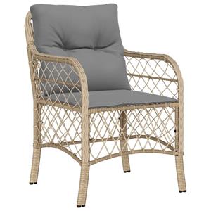 vidaXL 7-delige Tuinset met kussens poly rattan gemengd beige