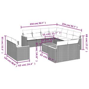 vidaXL 12-delige Loungeset met kussens poly rattan zwart