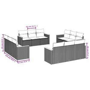 vidaXL 12-delige Loungeset met kussens poly rattan zwart