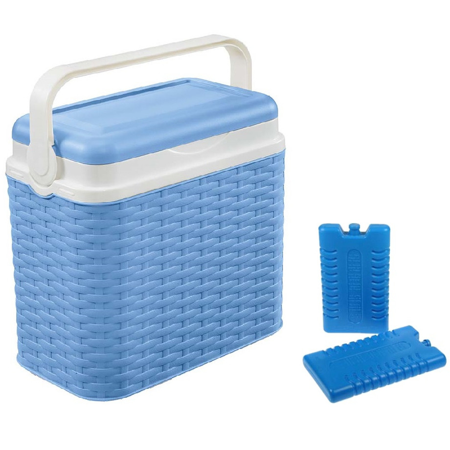 Gebro Koelbox blauw rotan 10 liter 30 x 19 x 28 cm incl. 2 koelementen -