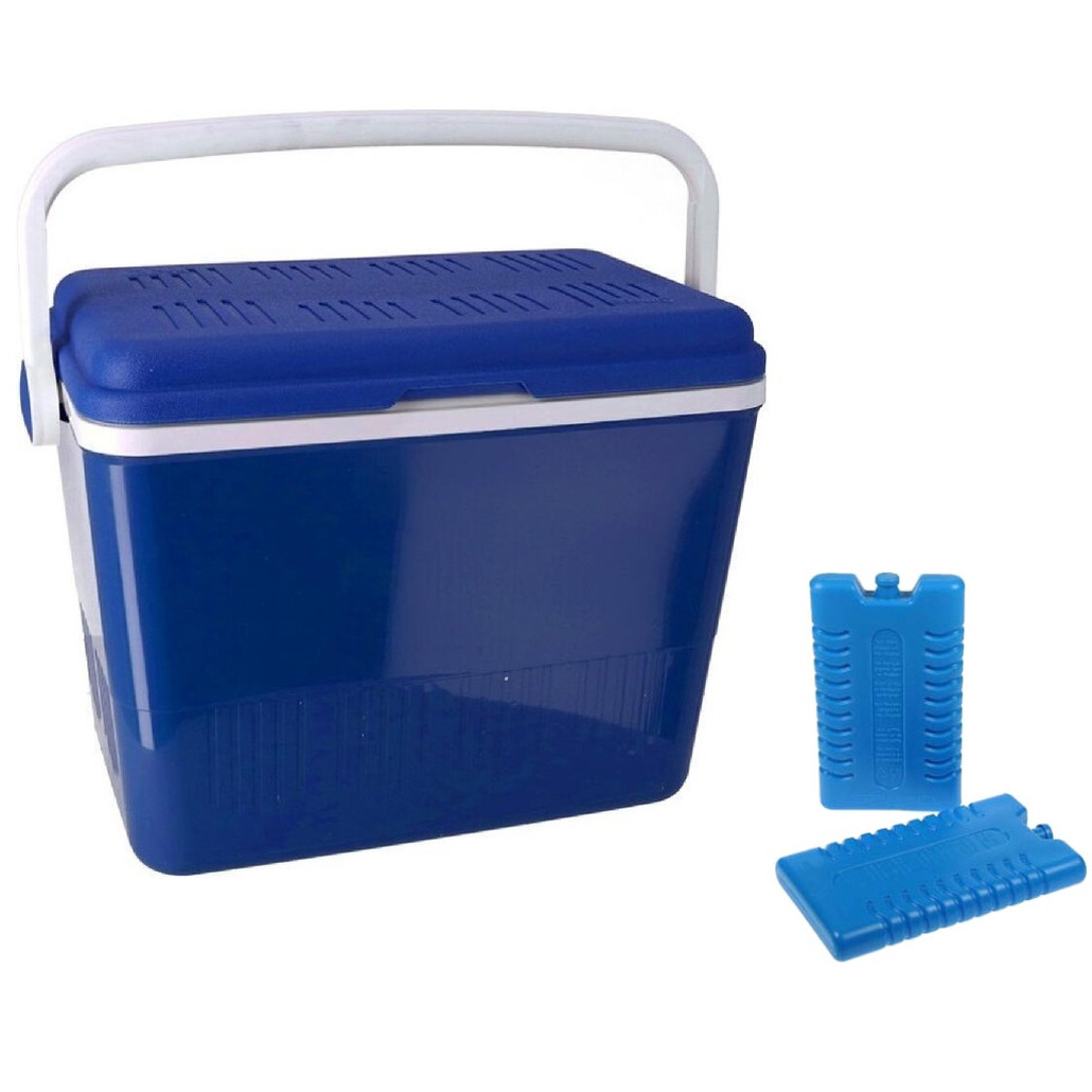 Shoppartners Koelbox 2-in-1 donkerblauw liter 35 x 55 x cm incl. 6 koelelementen -
