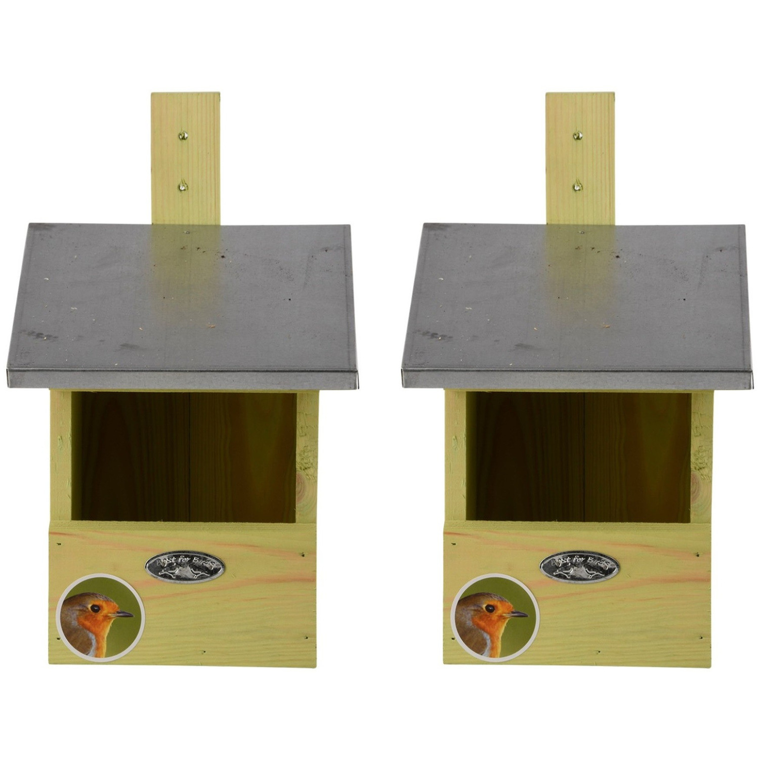 Merkloos 2x Vogelhuisjes/nestkastjes voor grote roodborst 33.3 cm -