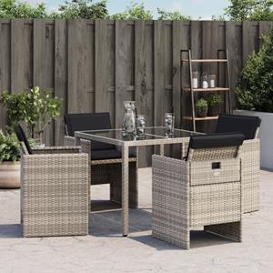 vidaXL Tuinstoelen 4 st met kussens poly rattan lichtgrijs