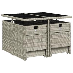 vidaXL 9-delige Tuinset met kussens poly rattan lichtgrijs