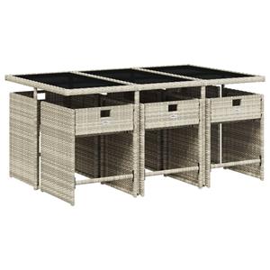 vidaXL 7-delige Tuinset met kussens poly rattan grijs