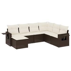 vidaXL 7-delige Loungeset met kussens poly rattan bruin