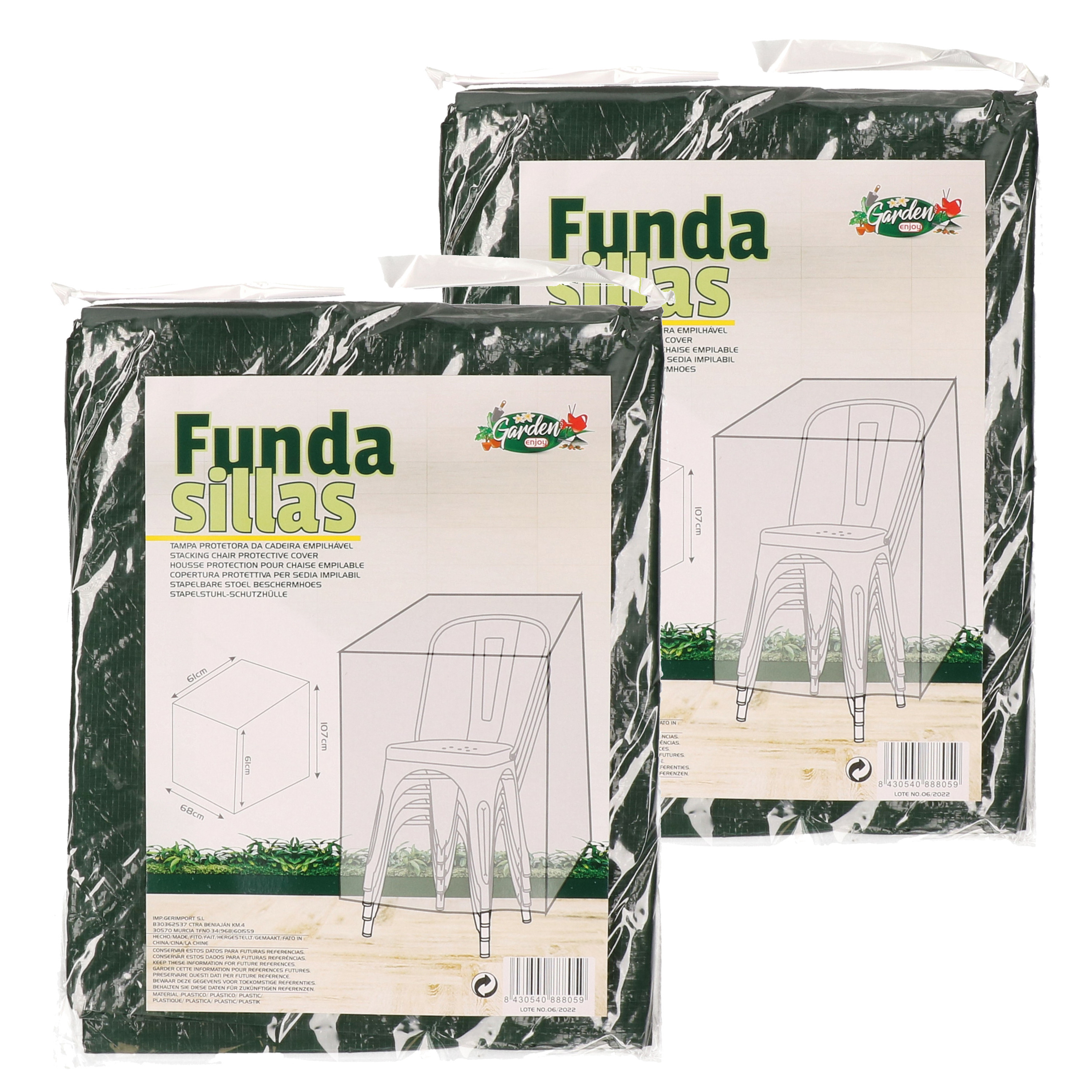 Gerimport afdekhoes/beschermhoes voor tuinstoelen - 2x - zwart - x 61 x 107 cm -