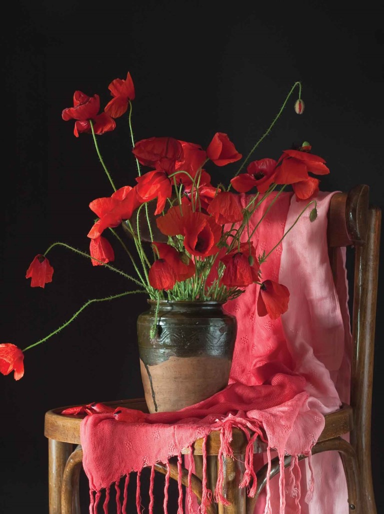 Customize-it Rode bloemen 50x70cm Tuinschilderij - 