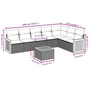 vidaXL 8-delige Loungeset met kussens poly rattan zwart