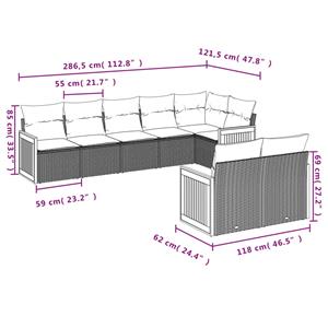 vidaXL 8-delige Loungeset met kussens poly rattan zwart