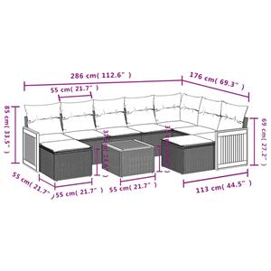 vidaXL 10-delige Loungeset met kussens poly rattan zwart