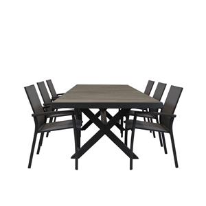 Relax Diningset Uitschuiftafel Orlando Trento 7-delig 205/265 x 100 cm