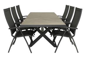 Relax Diningset Orlando Uitschuiftafel Trento 7-delig 205/265 x 100 cm