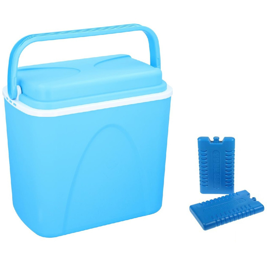 Shoppartners Koelbox blauw 24 liter x 25 x cm incl. 2 koelelementen -