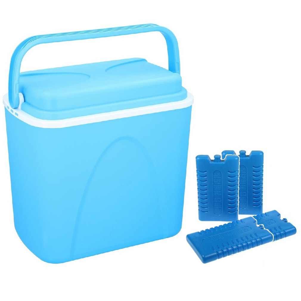 Shoppartners Koelbox blauw 24 liter x 25 x cm incl. 4 koelelementen -