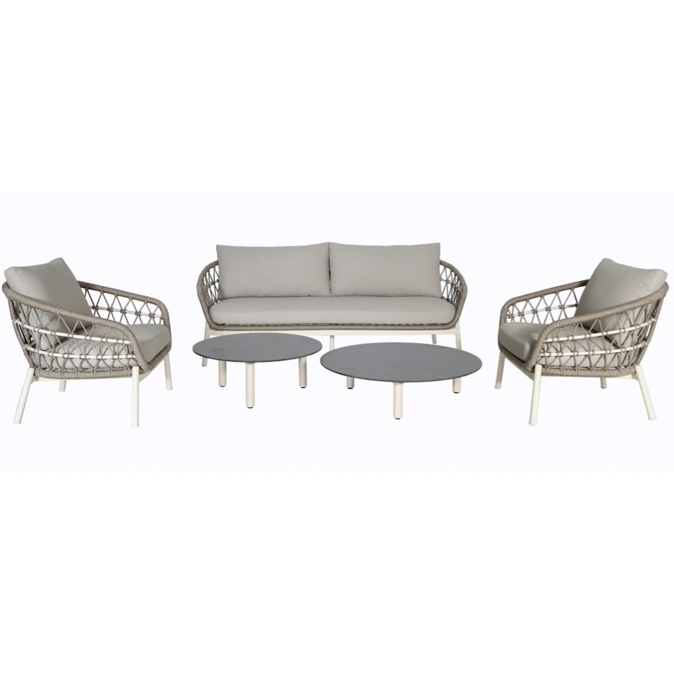 AVH-Collectie Montreal stoel bank loungeset 5 delig taupe rope