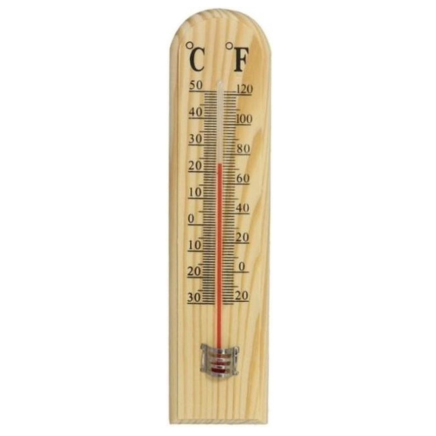 Gerimport Binnen/buiten thermometer hout 20 x 5 cm -
