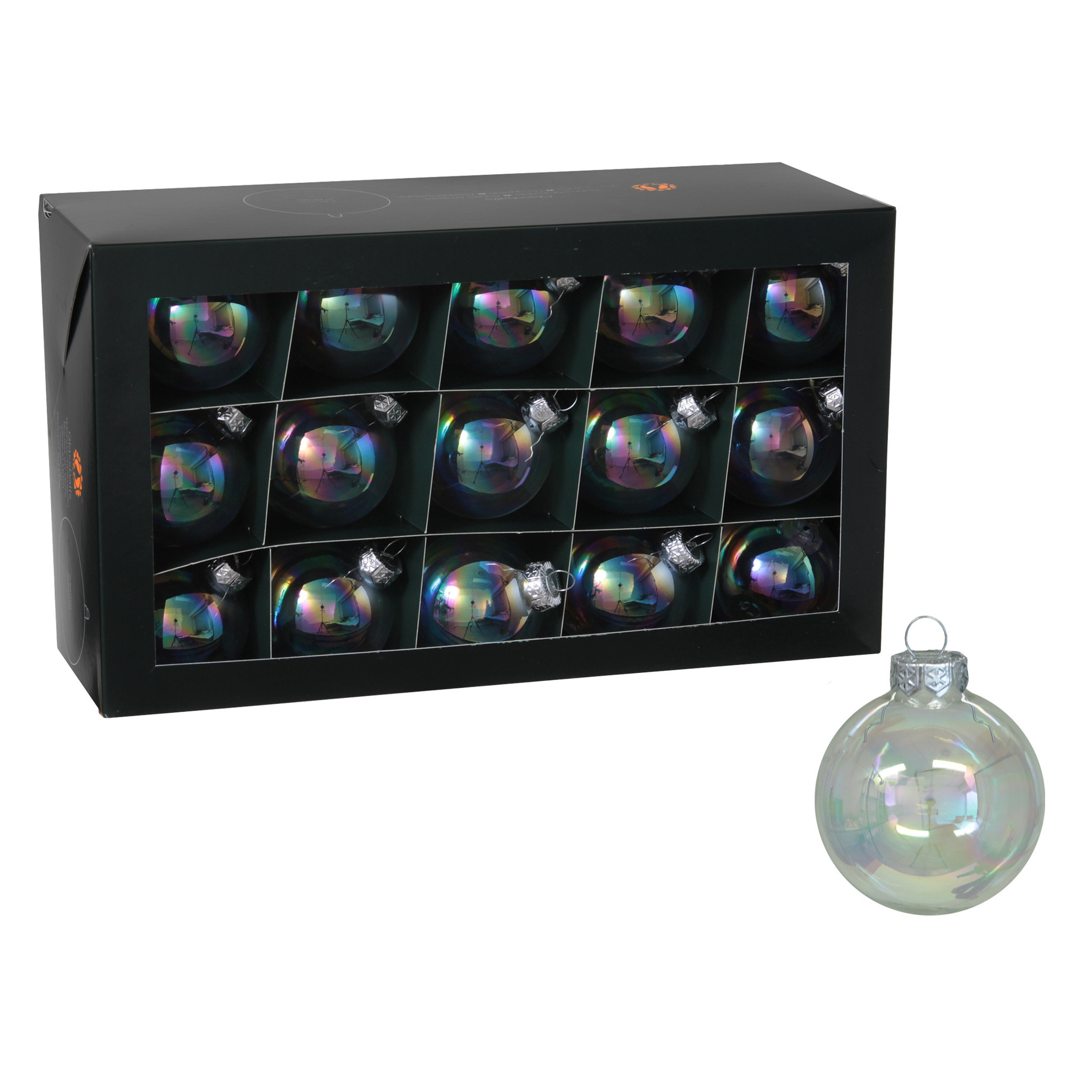Othmar Decorations kerstballen -30x - transparant parelmoer -6cm- glas -