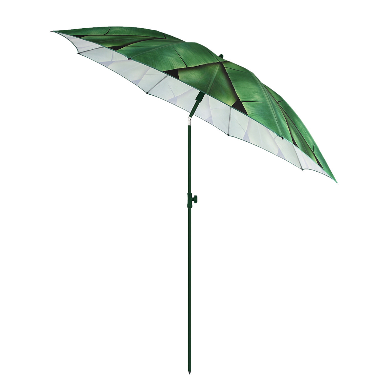esschert design Stockregenschirm, Sonnenschirm Bananenblätter mit Metallstiel, höhenverstellbar
