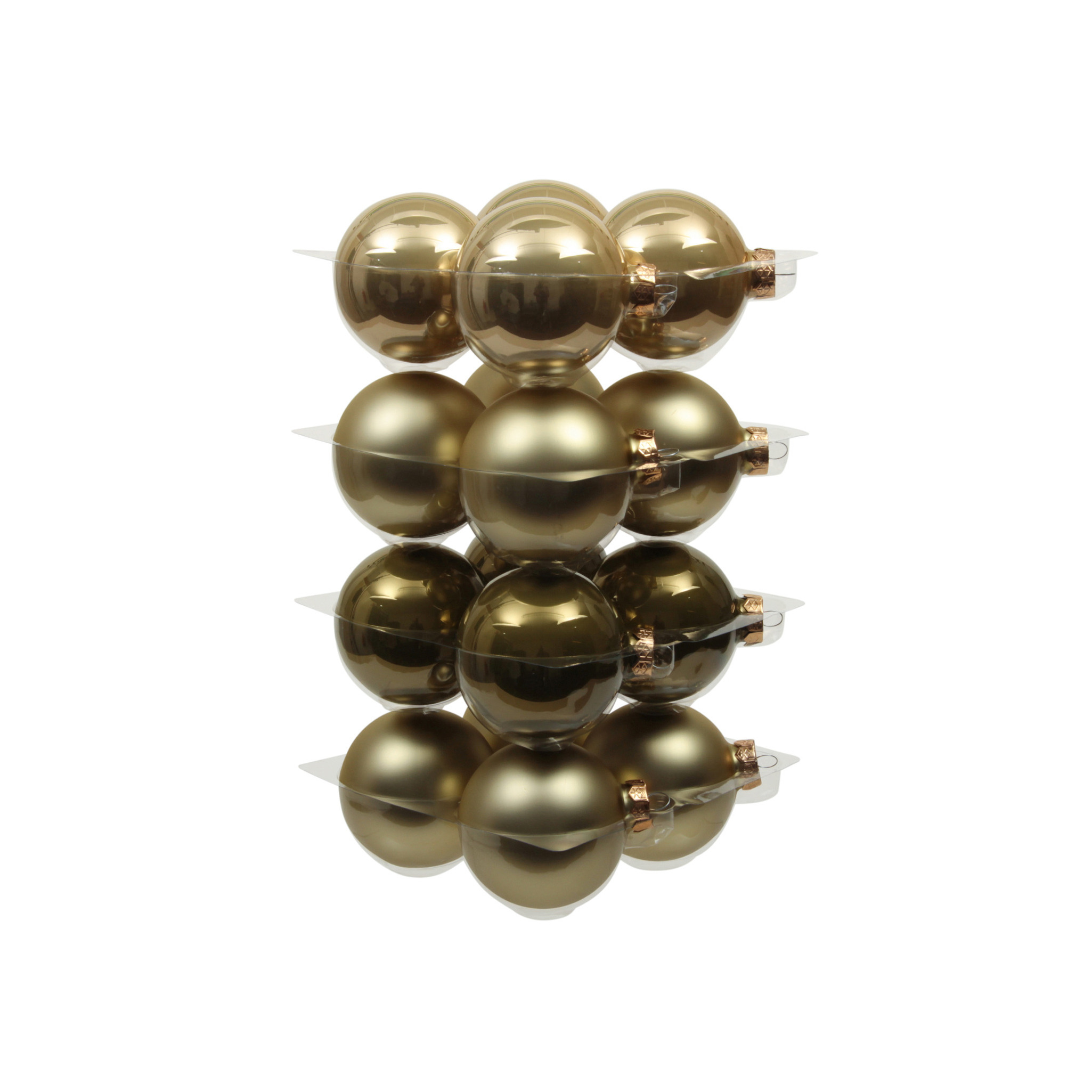 Othmar Decorations 16x stuks glazen kerstballen dusky lime goud/groen tinten 8 cm mat/glans -