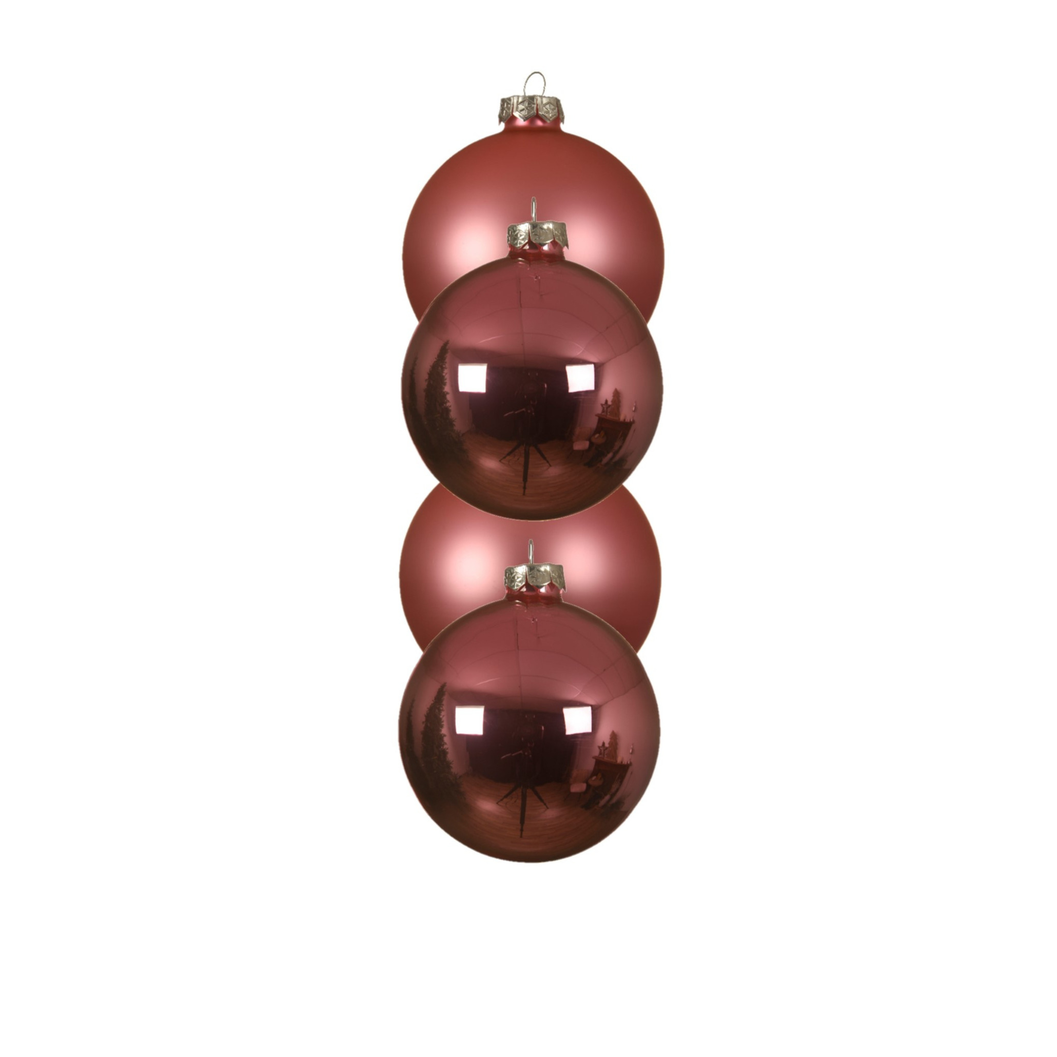 Decoris 4x stuks glazen kerstballen lippenstift roze 10 cm mat/glans -
