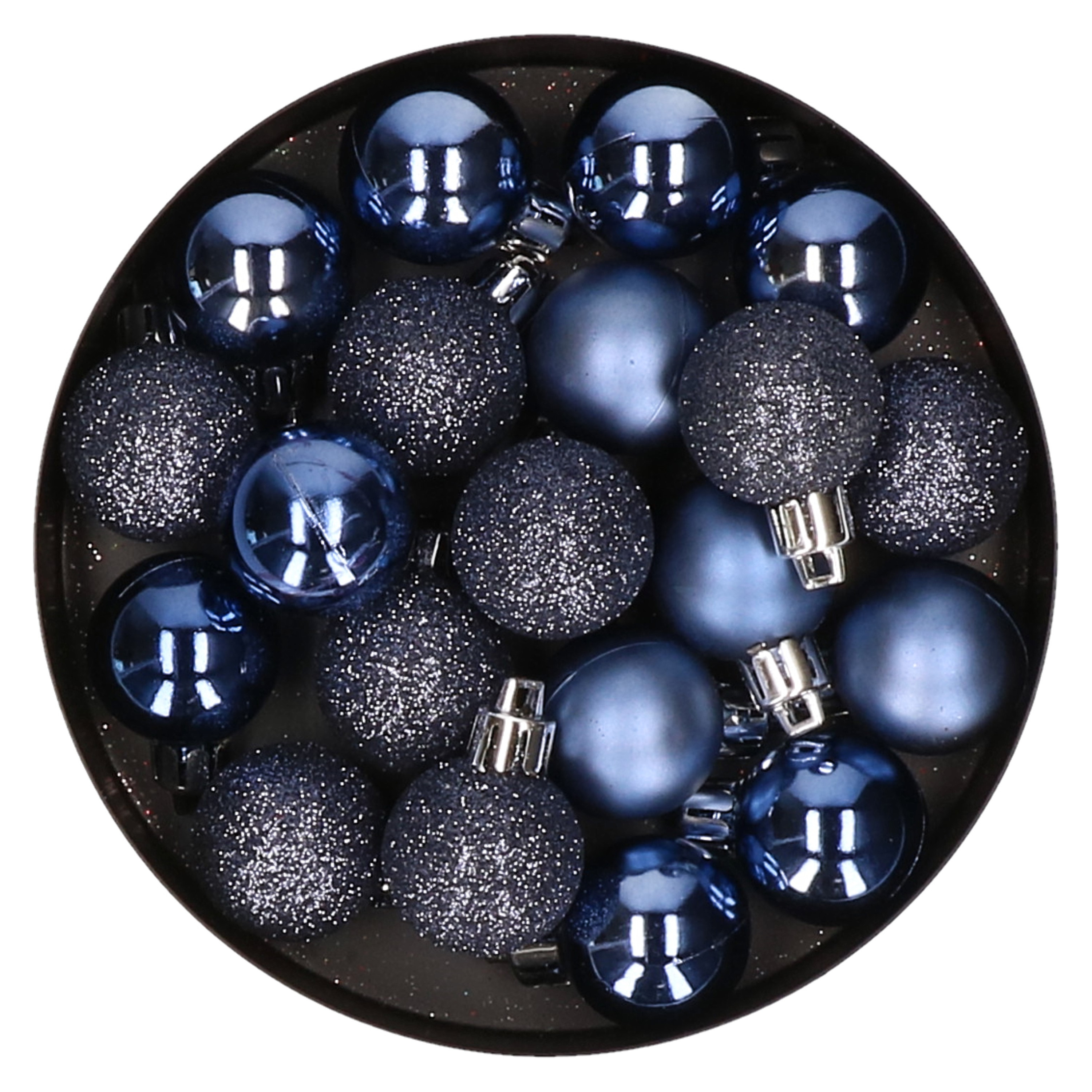 Cosy & Trendy mini kerstballen - 20x st - donkerblauw - 3 cm - kunststof -