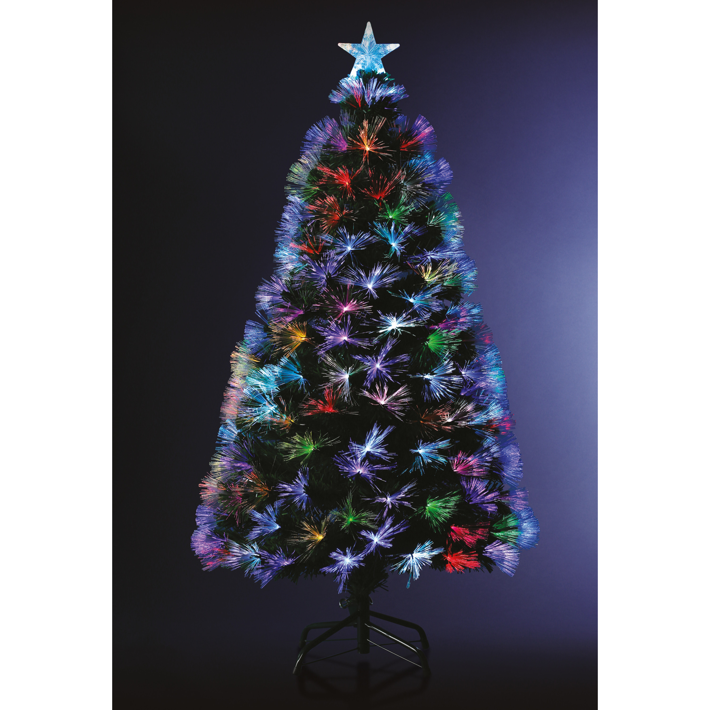 Feeric lights & Christmas Fiber kerstboom/kunst kerstboom - met gekleurde verlichting - 120 cm -