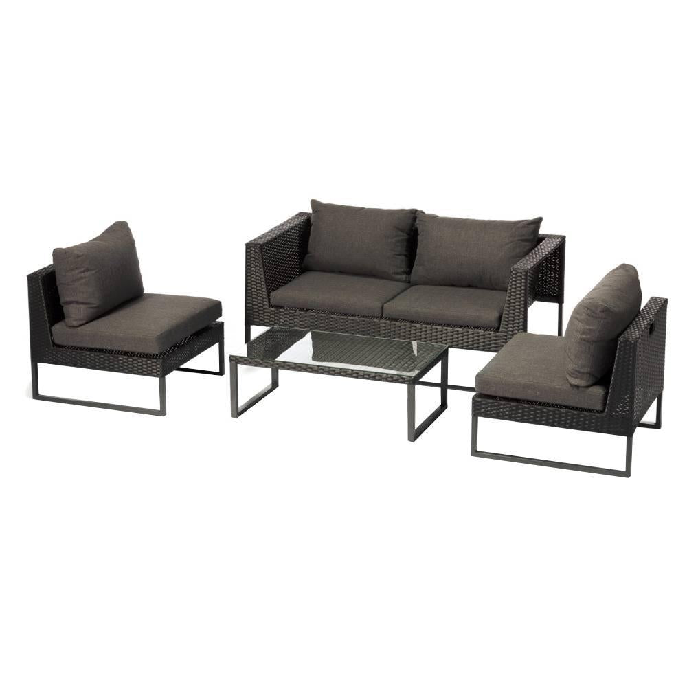 Darkone Gartenset Sofa mit zwei Sesseln und Tisch graphit - Selsey
