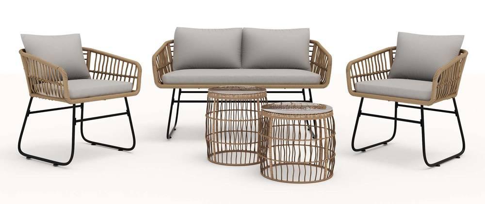 Titawin Gartenmöbel-Set Sofa mit zwei Sesseln und zwei Tischen - Selsey