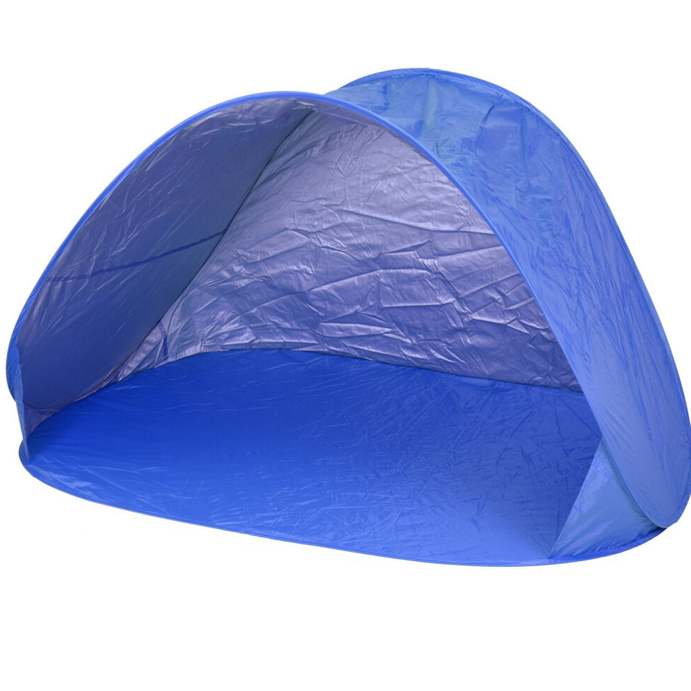 Merkloos Windscherm/beachshelter/strandtent pop-up - blauw - 145 x 80 cm -
