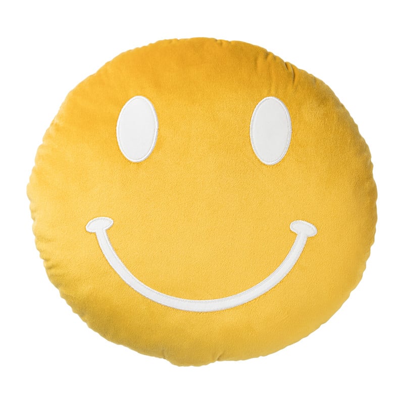 Xenos Smiley kussen - oranje - ø35 cm