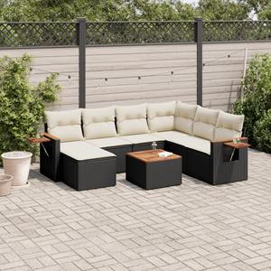 VidaXL 8-delige Loungeset met kussens poly rattan zwart