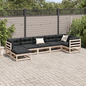 vidaXL 7-delige Loungeset met kussens massief grenenhout