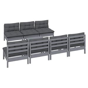 vidaXL 8-delige Loungeset met antracietkleurige kussens grenenhout