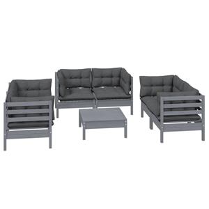 vidaXL 7-delige Loungeset met kussens massief grenenhout