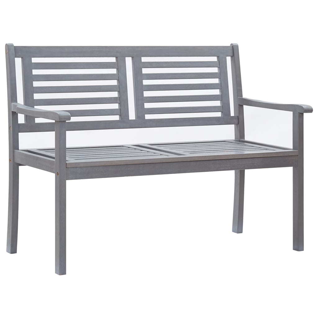 bonnevie 2-Sitzer-Gartenbank Doppelsitzbank mit Auflage 120 cm Grau Eukalyptusholz vidaXL