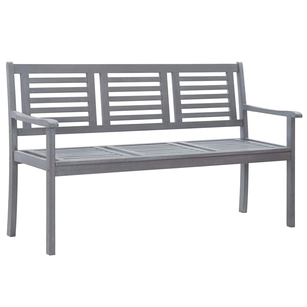 bonnevie 3-Sitzer-Gartenbank Doppelsitzbank mit Auflage 150 cm Grau Eukalyptusholz vidaXL