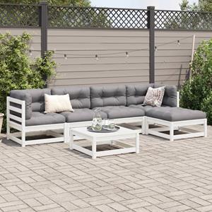 vidaXL 6-delige Loungeset massief grenenhout wit