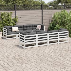 vidaXL 9-delige Loungeset massief grenenhout wit