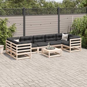 vidaXL 8-delige Loungeset met kussens massief grenenhout