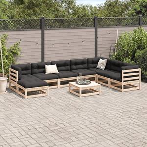 vidaXL 9-delige Loungeset met kussens massief grenenhout