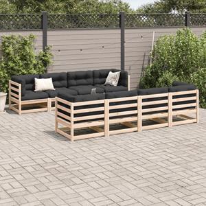 vidaXL 9-delige Loungeset met kussens massief grenenhout