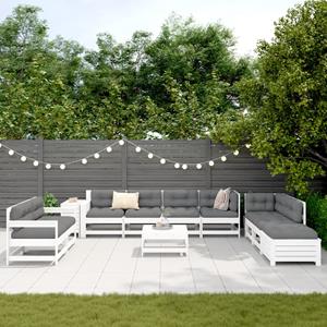 vidaXL 11-delige Loungeset massief grenenhout wit