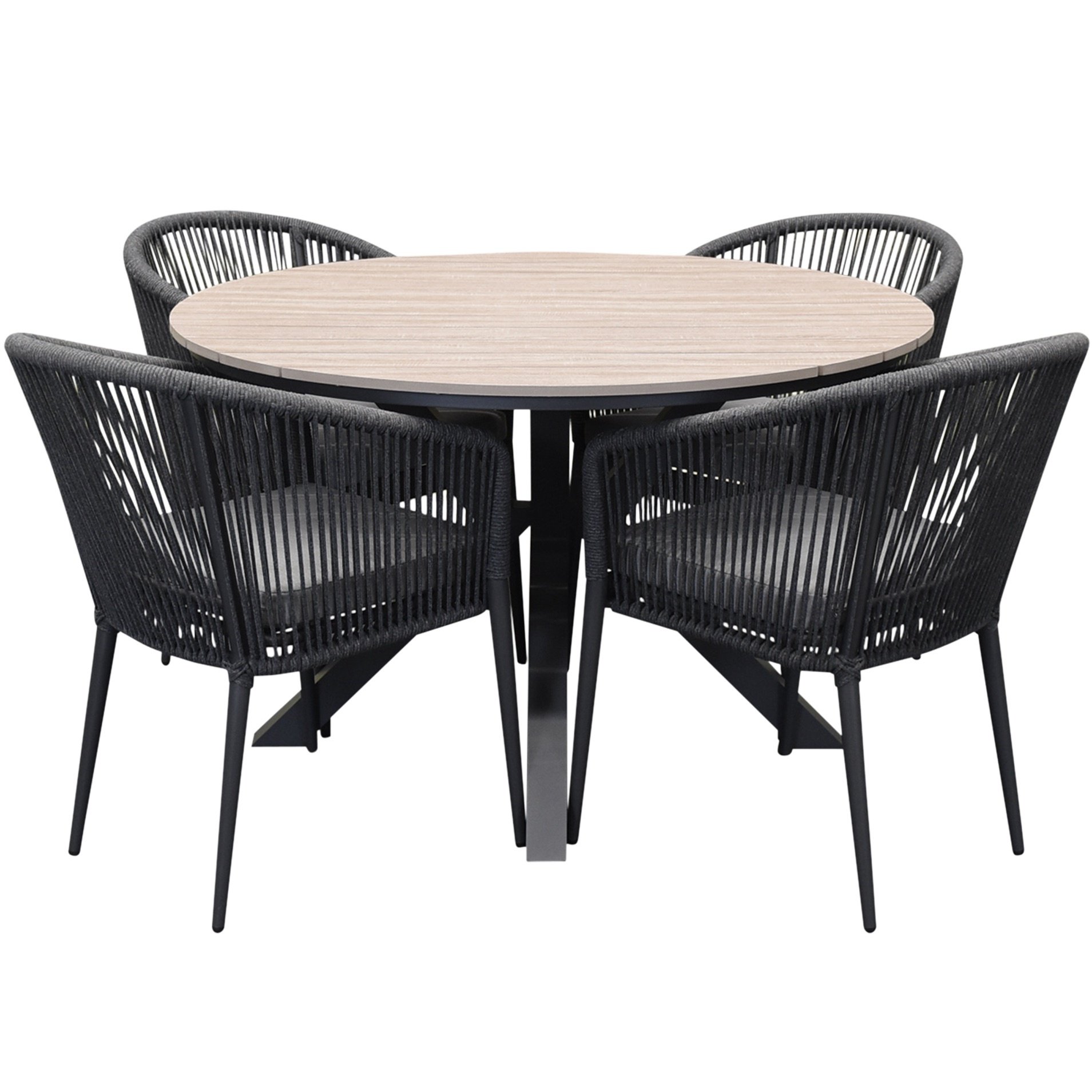 AVH-Collectie Quincy Lissabon dining tuinset 120xH75 cm rond 5 delig polywood