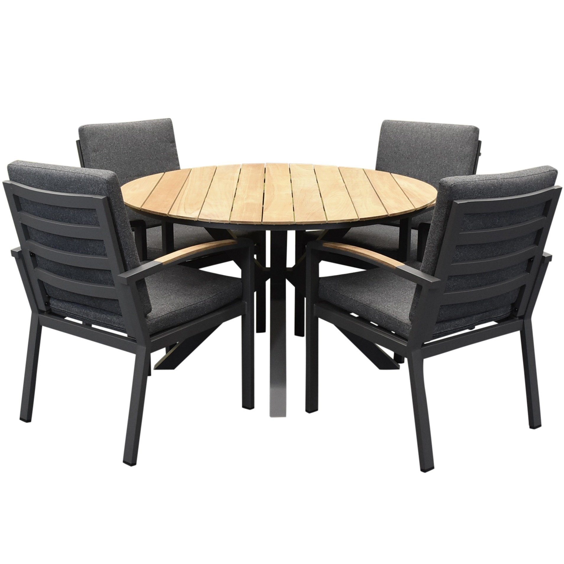 AVH-Collectie Quincy Costa Rica dining tuinset 120xH75cm rond 5 delig antraciet